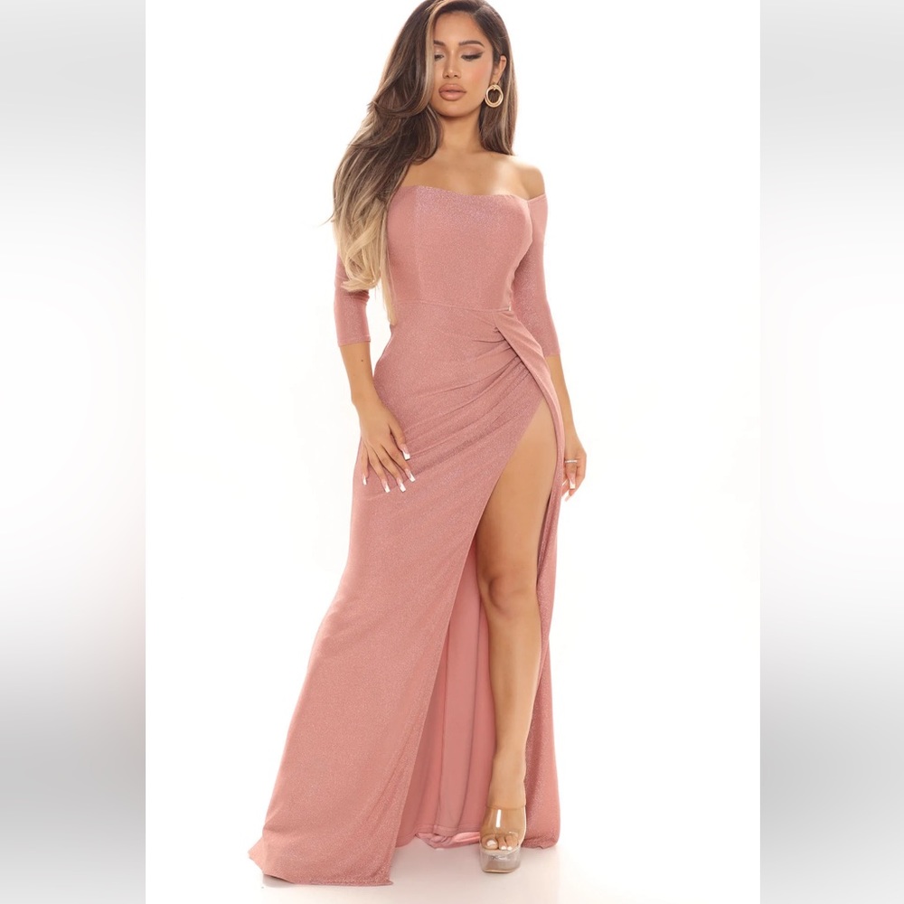 Fashion Nova Jeanette Glitter Maxi Dress in Mauve